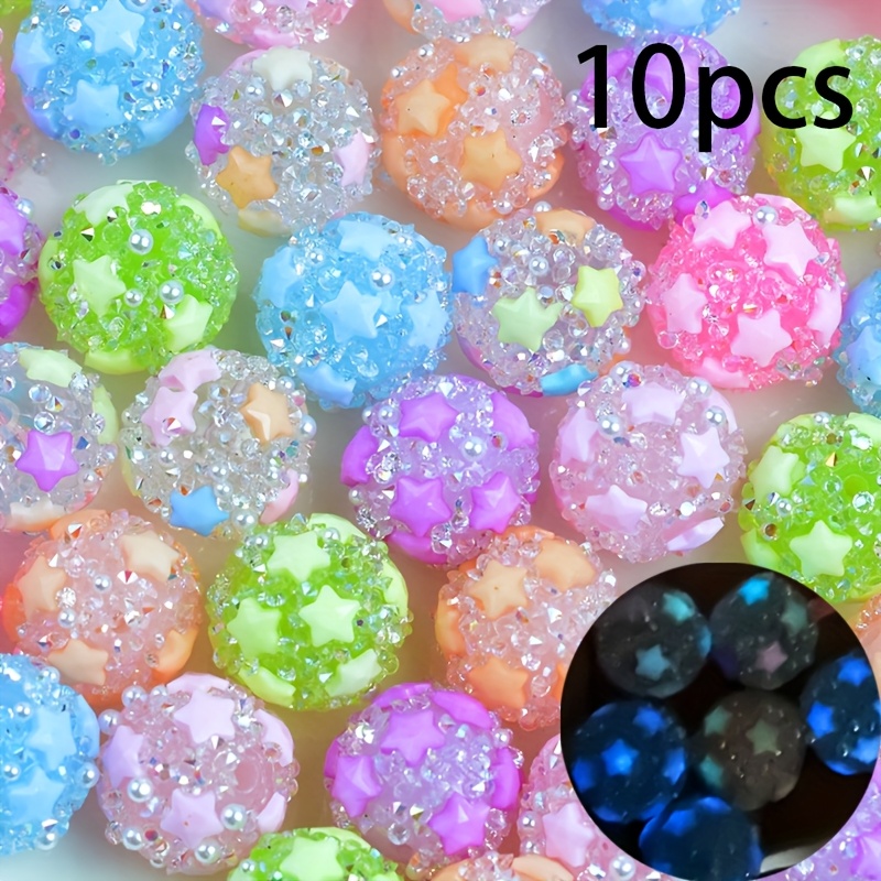 5/10pcs Star-shaped Rhinestone Beads In Random Mixed Colors, Colorful Star-shaped Sugar Beads In Macaron Color Palette, For Diy Beaded Pens, Keychains, Phone Charms, Jewelry, And Craft Making