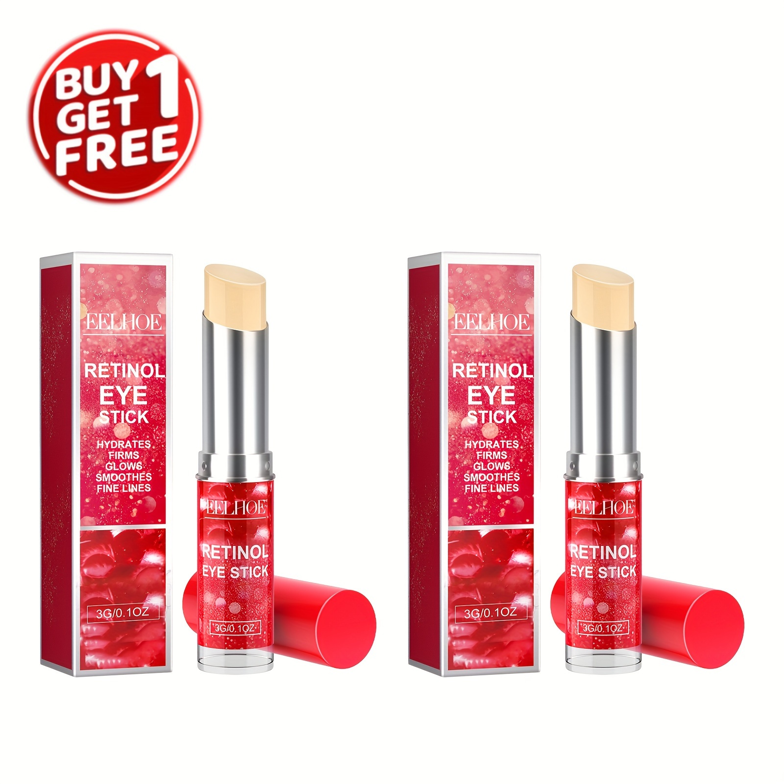 

[buy 1 Get 1 Free], Total 2pcs Retinol Eye Cream Sticks, Moisturize The Skin Around The Eyes, Firming And Tightening Eye Skin With Plant Squalane