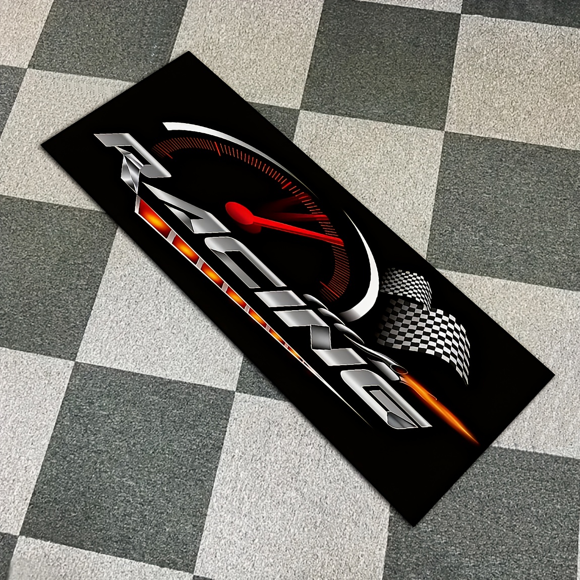 TEMU 1pc Sporty And Style Motorcycle Mat, Racing, Motorcycle, Bike Parking Mat, Long Runner Rug, Suitable For Garage, Living Room, Motorcycle
