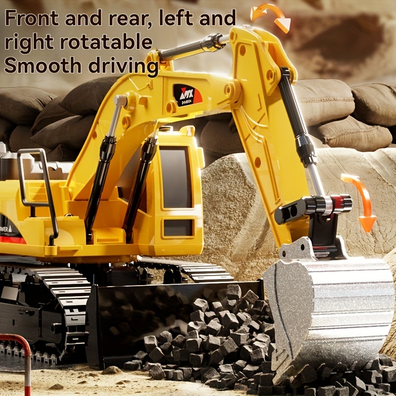 JOVOW Remote Control Excavator Toy RC Track Tractor With Metal Shovel, Light And Sound Effect Spray Function 680 Degree Rotation 2.4Ghz Suitable For 6-year-old Boys Building Toys Perfect Birthday Gift