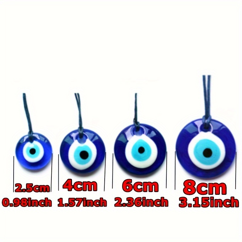 Image of Turkish Blue Evil Eye Amulet, 2.5-8cm Handmade Glass Talisman, Charm With Blue Rope For Car & Home Decor Halloween Decorations Christmas Decorations