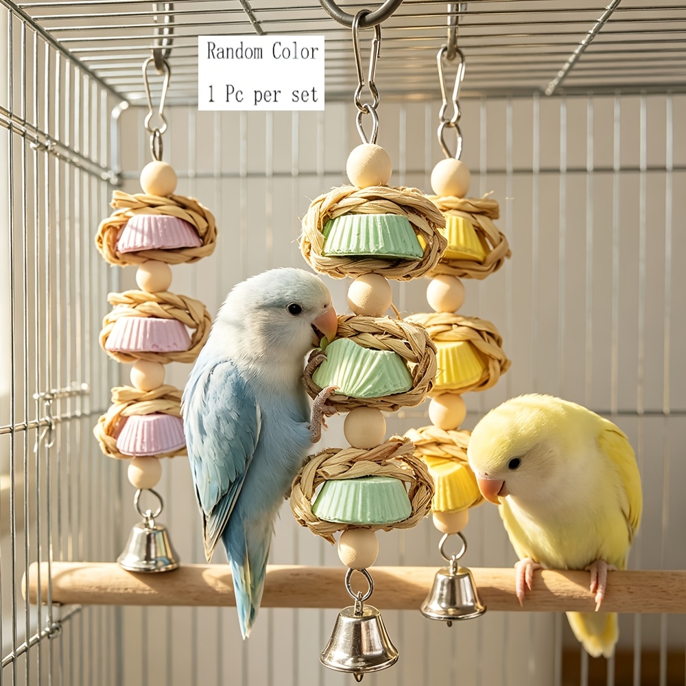 TEMU Thanksgiving Parrot Chew Toy Corn Husk Weaving Bite Training Stick Parrot Calcium Grinding Toy Suitable For Birds To Grind Teeth Clean Teeth And