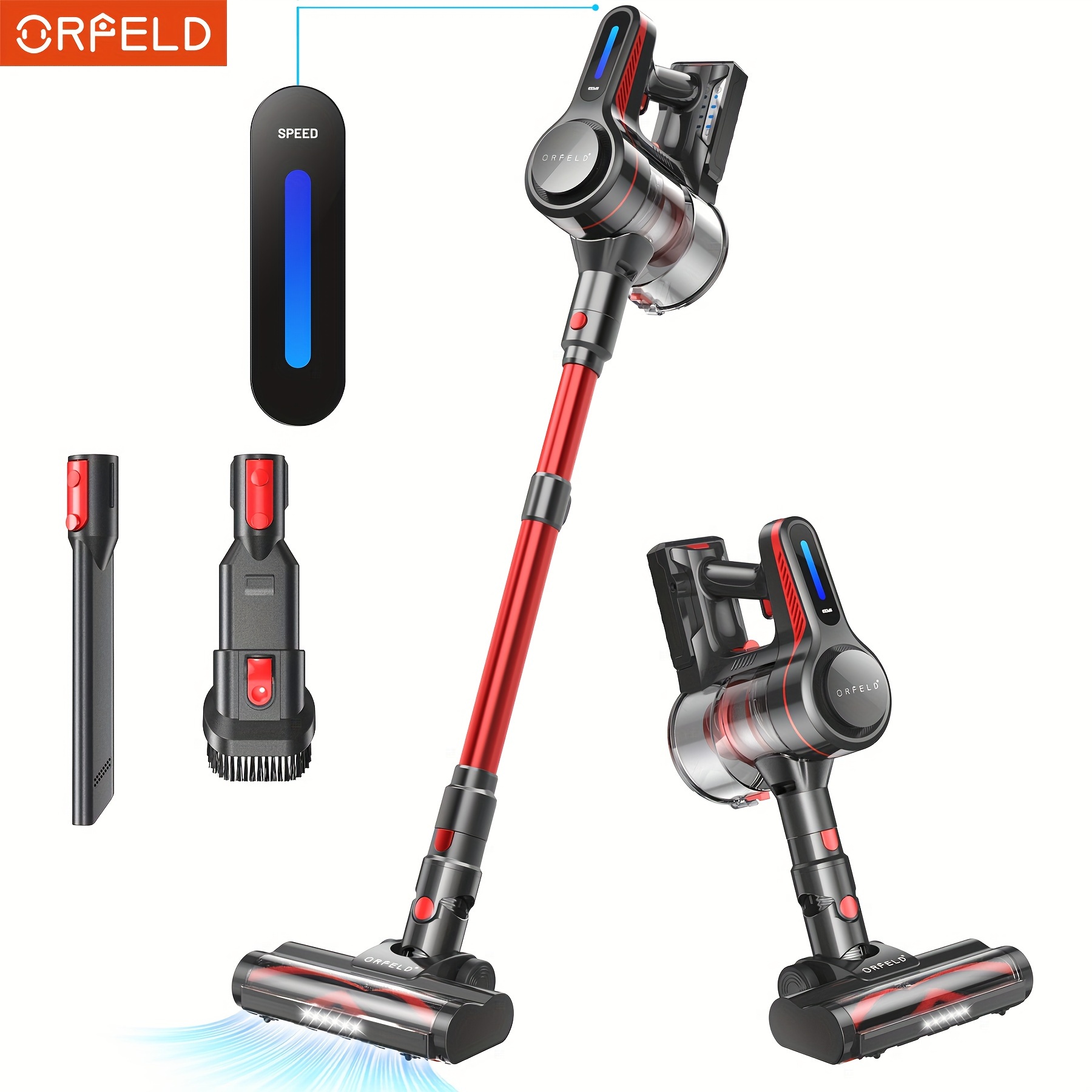 

Orfeld Cordless Vacuum Cleaner, Stick Vacuum With 26kpa Powerful Suction, 45mins Runtime , Anti-tangle And 1.5l Dust Cup, 6 In 1 Lightweight Vacuum For Hardwood Floor Carpet Pet Hair