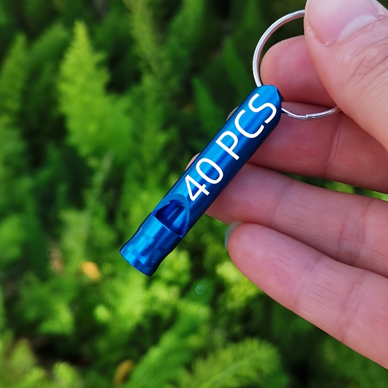 TEMU 40pcs Personalized Engraved Metal Survival Whistle With Keychain - Custom Name, , Team Badge, Slogan - Colorful Aluminum Alloy Loud Whistle For