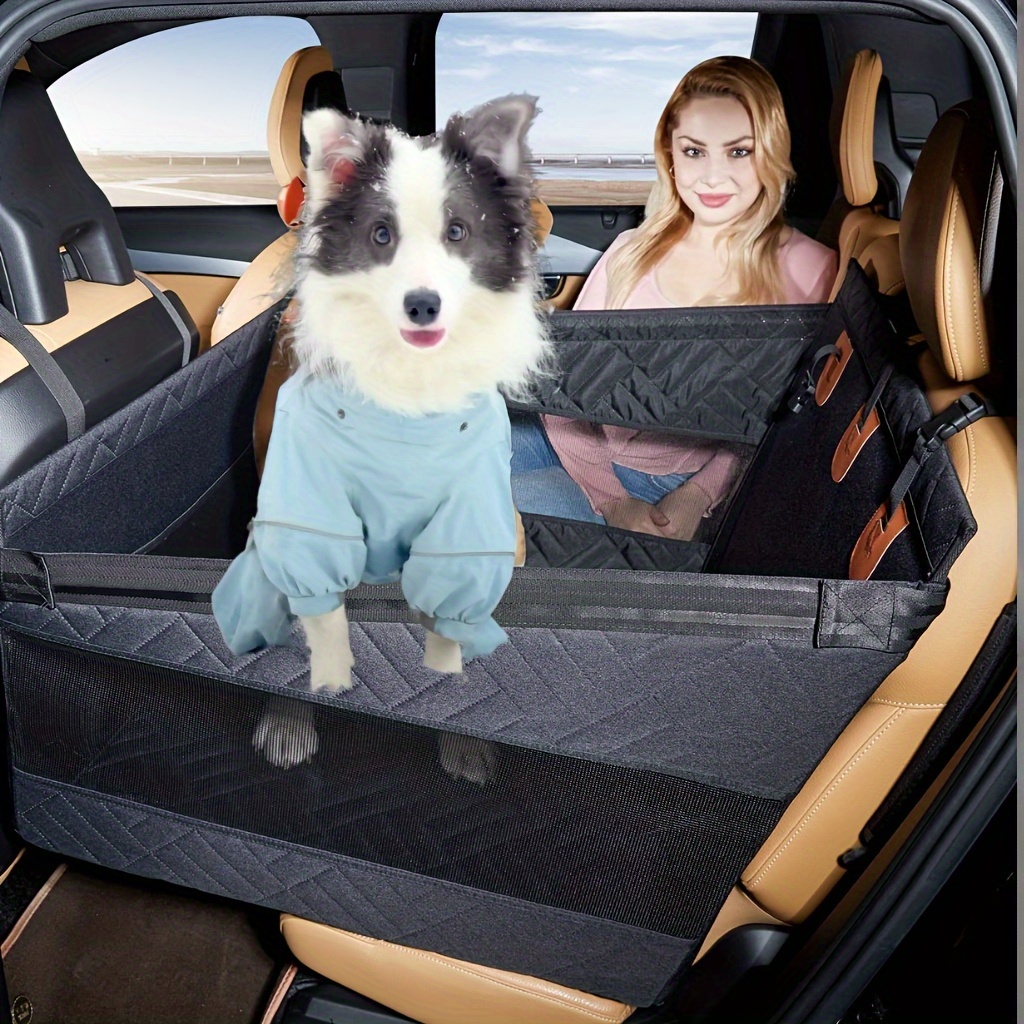 [Luxury Dog Car Seat] Waterproof, Spacious Luxury Dog Car Seat Extender | Comfortable Hammock with Storage Bag, Suitable for Medium to Large Dogs | Durable Pet Travel Cover, Easy to Install, Machine Washable