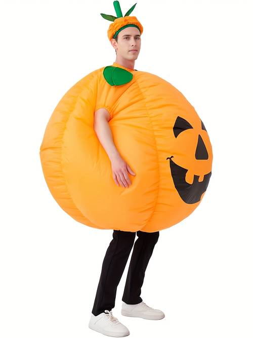 halloween pumpkin adult inflatable costume funny prop role playing outfit suitable for halloween christmas carnival and parties etc costume props with fan and battery box battery not included