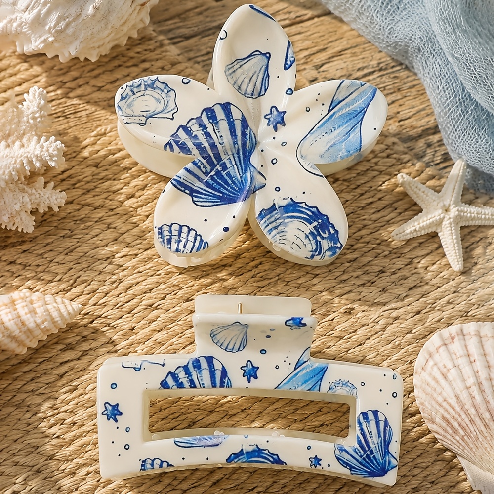 TEMU 2pcs Blue And Style Hair Clips, High-quality And Durable With To Prevent Slippage, Suitable For Medium To Long And Thick Hair. The 3d And