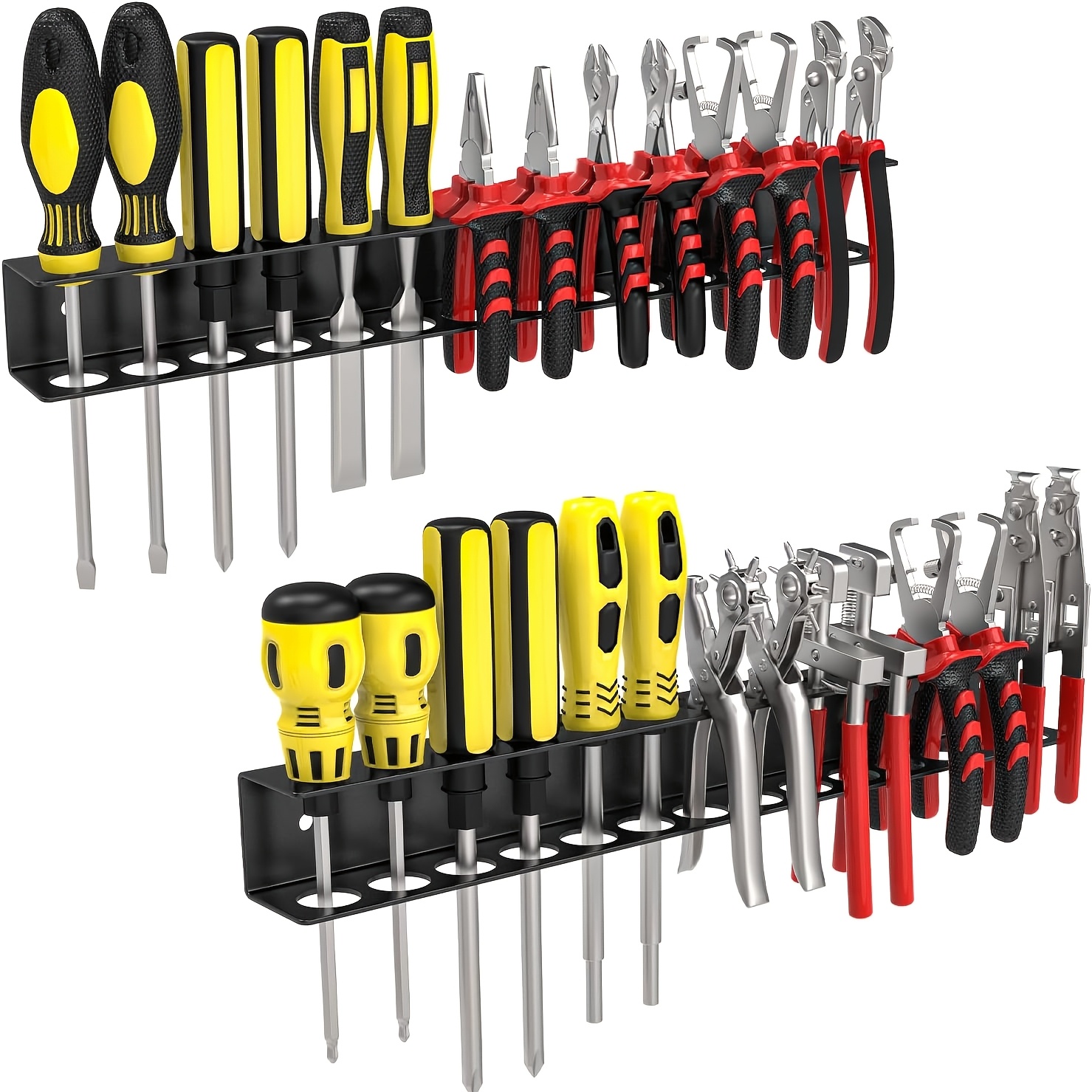 TEMU Upgraded Carbon Steel Thickened Screwdriver Storage Box, 14-hole Wall-mounted Screwdriver And Pliers Rack, Rust-proof Screwdriver Rack, Wall