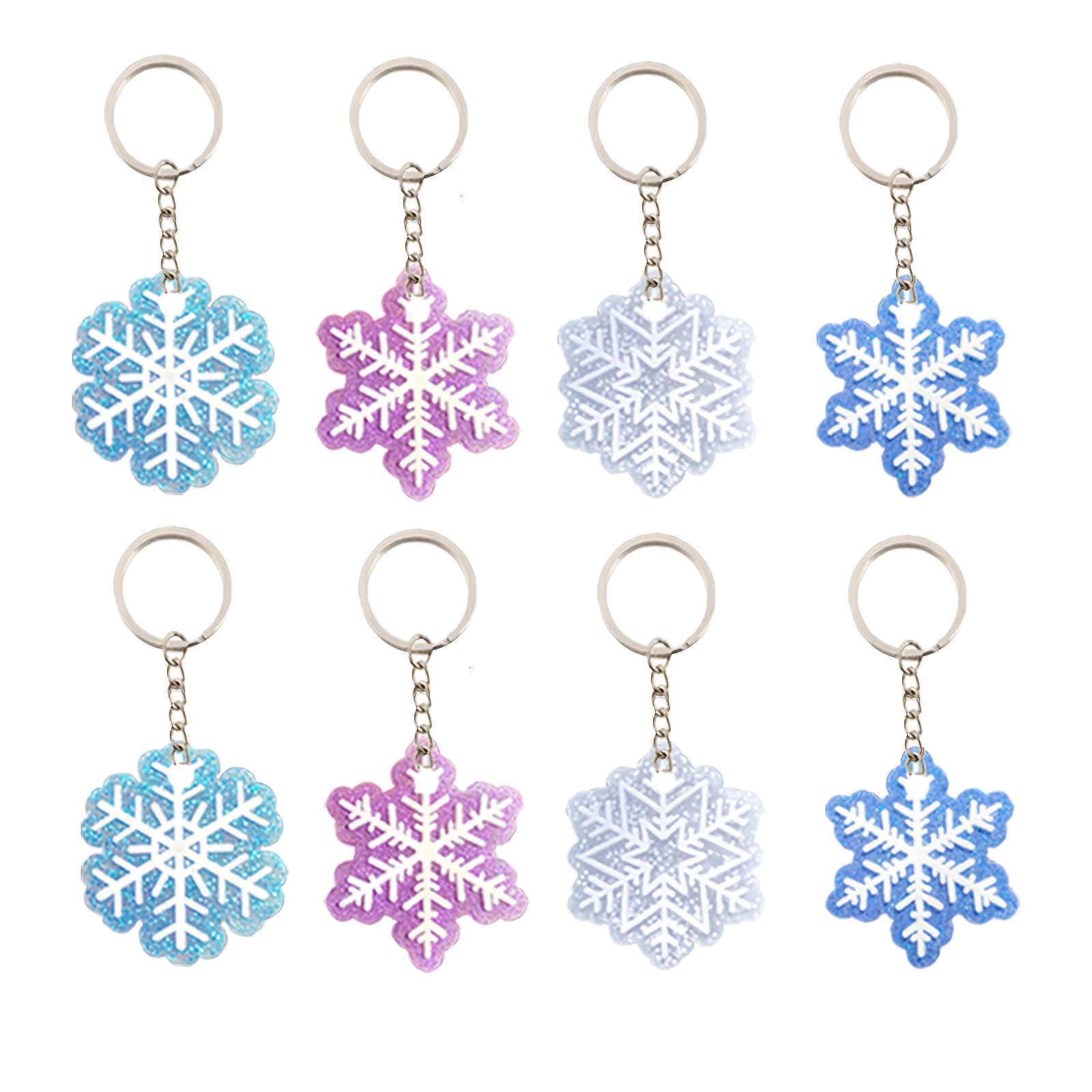 

8-pack Glitter Keychains, Assorted Cartoon Charms, Plastic Key Rings For Backpacks, Birthday Gifts, Holiday Party Favors, Winter & Christmas Decorations