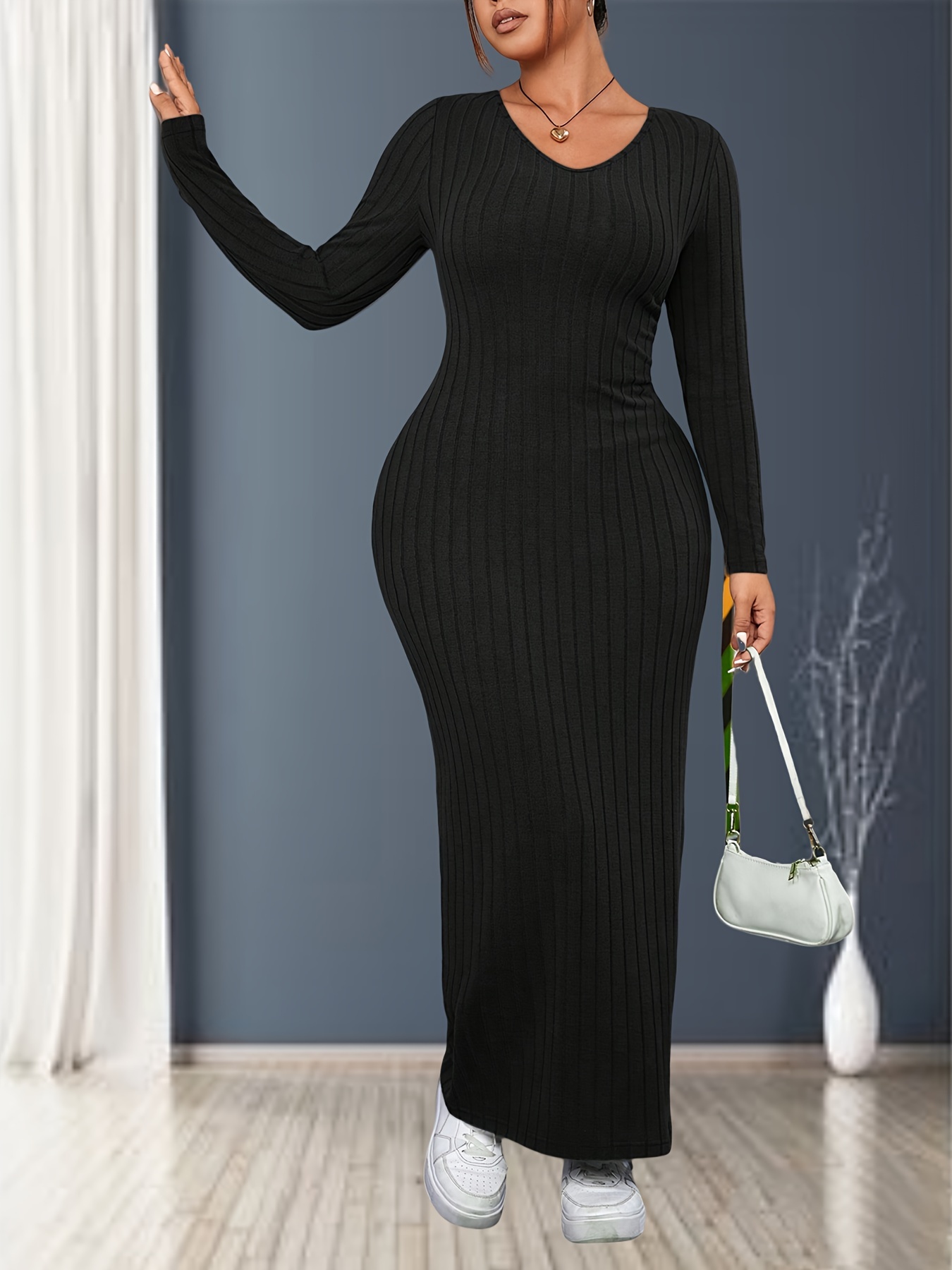 blue dress for baby girl White Sheer Lace Long Sleeve Bodycon Maxi Dress main image 0