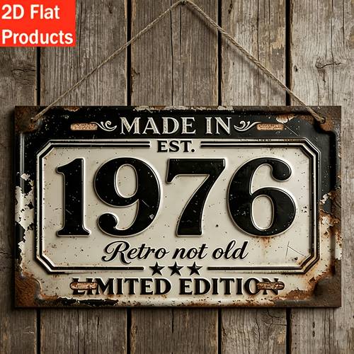 1pc 1976 retro wooden hanging sign vintage 50th birthday gift suitable for home for decor rectangular wood plaque with retro edition for 1976 birth year celebration wall mountable decoration