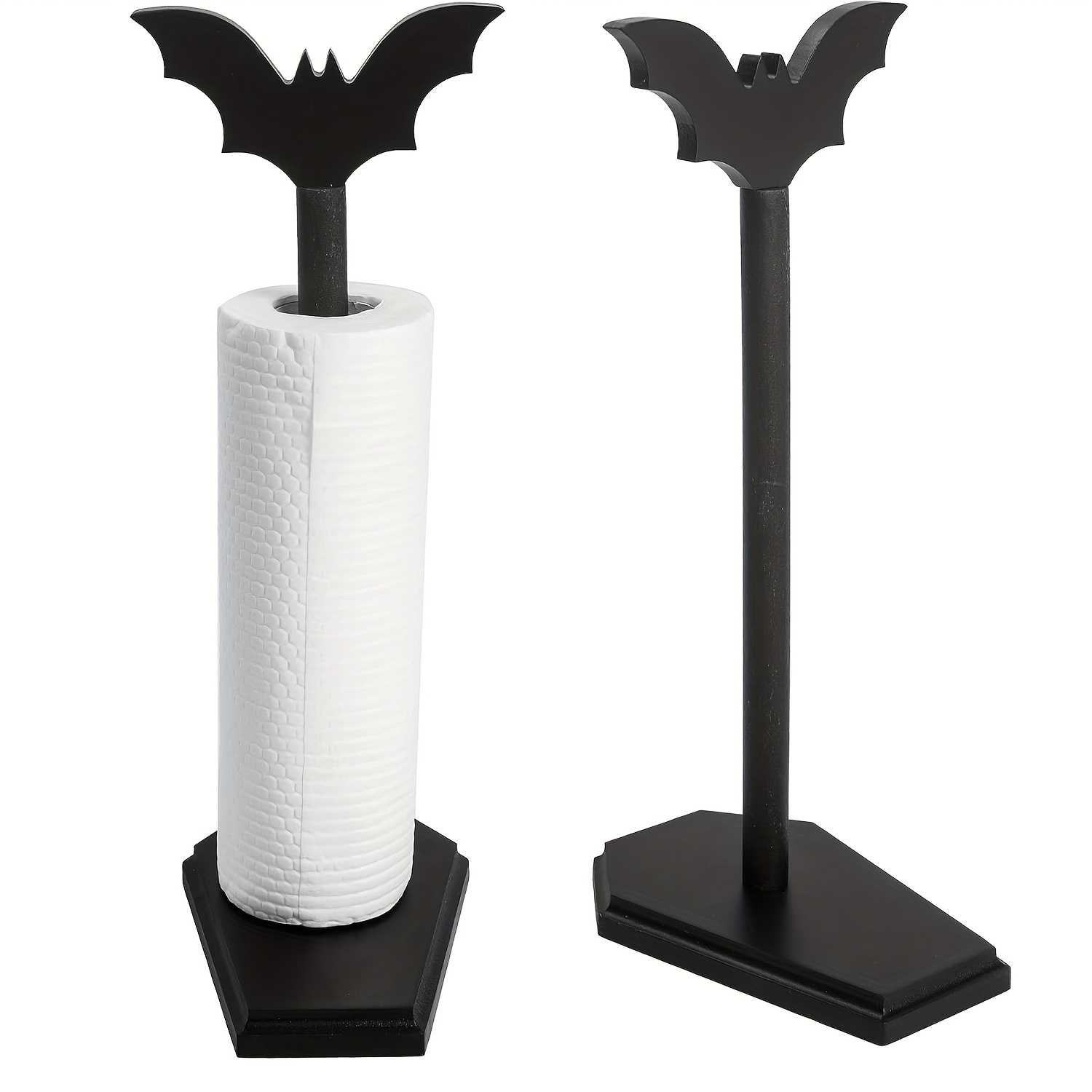 TEMU Gothic Bat Paper Towel Holder - Wooden Countertop Stand For Kitchen & Bathroom, Perfect Halloween Centerpieces Decor, Decor For And