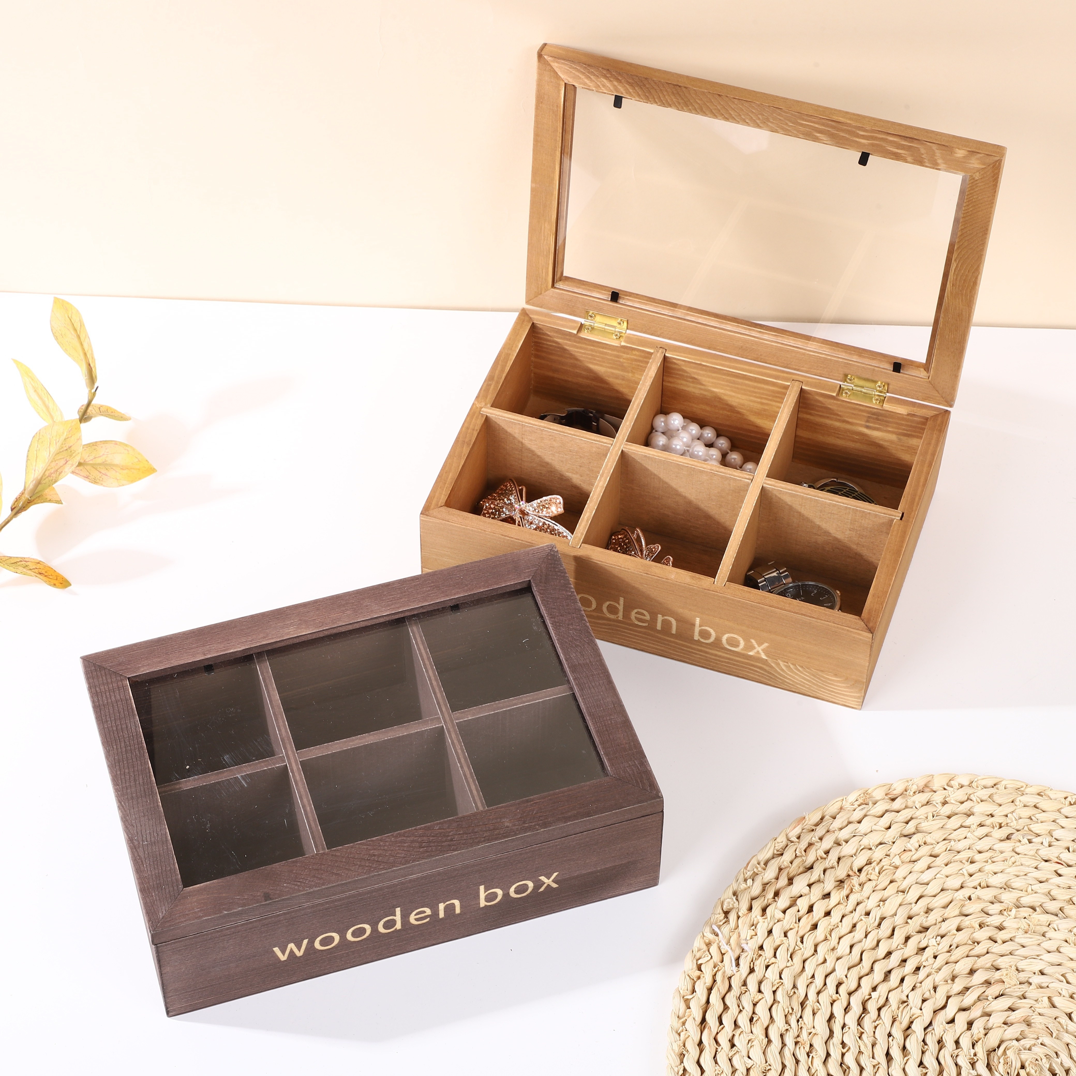 Wooden Cosmetics Storage Box Retro Storage Case Lid Jewelry - Temu