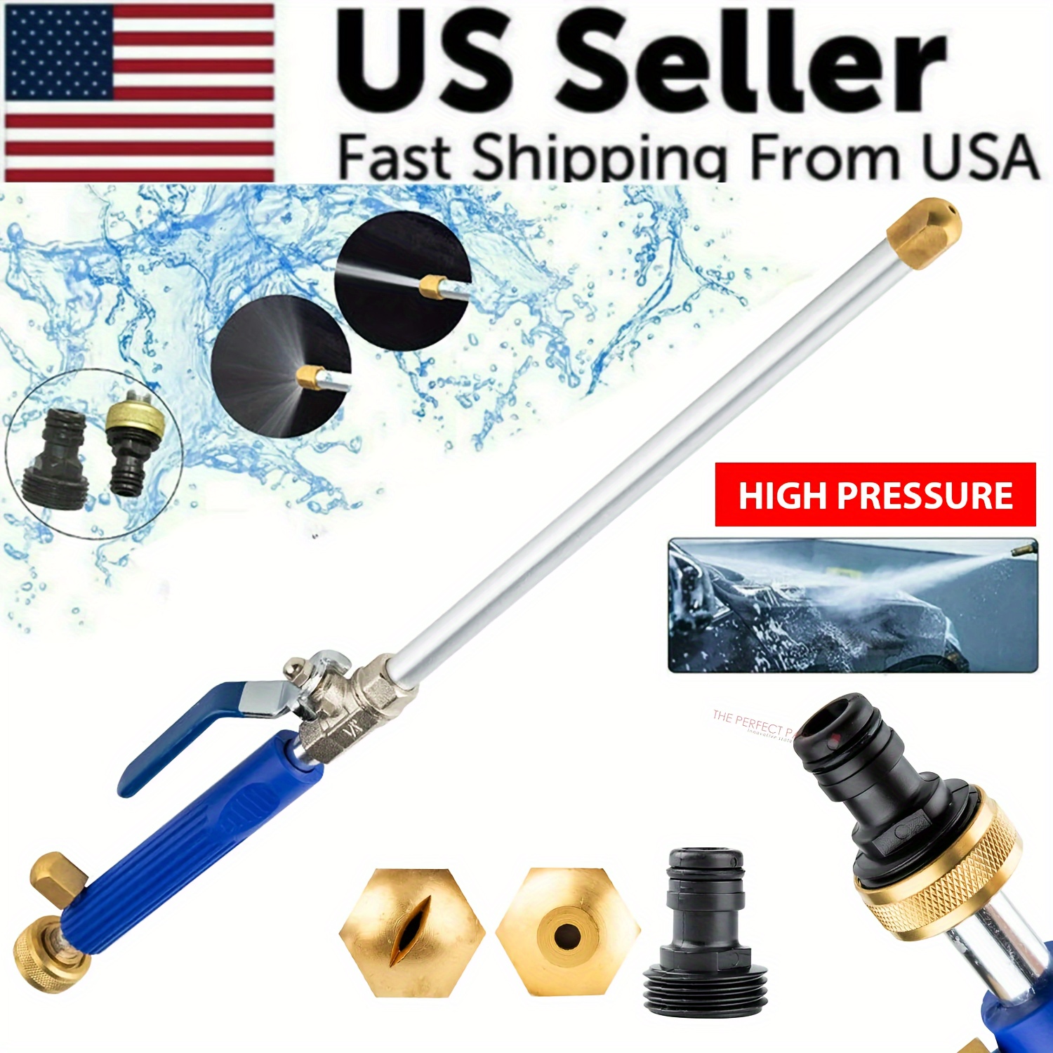 

1x High Pressure Power Washer Water Spray Nozzle Wand Attachment Garden Hose Set