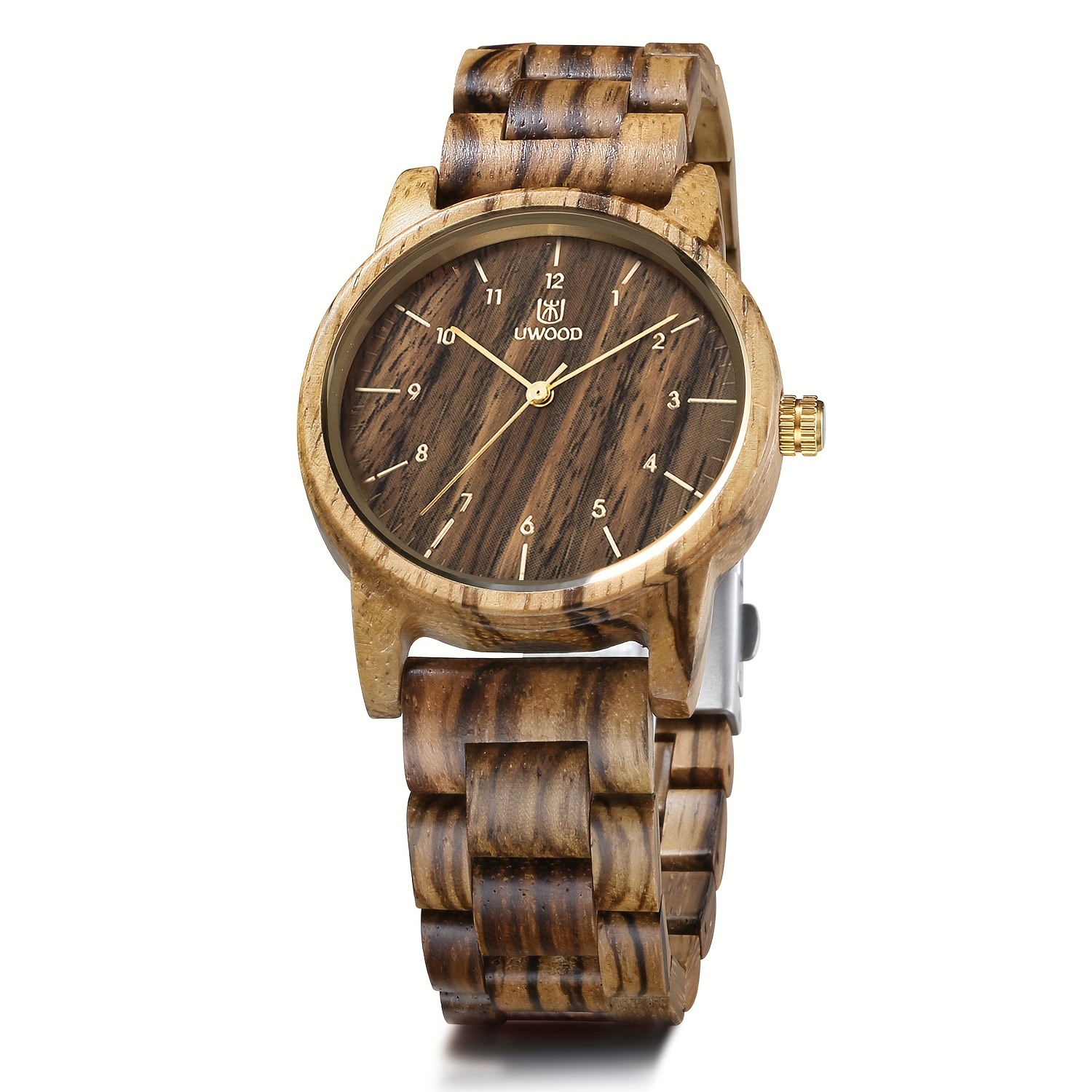 

Vintage Zebra Wood Solid Wooden Watch For Men - Classic Design, Analog Quartz Movement, Sandalwood Wristwatch For Casual Wear Unique Christmas Gift For Men Father Boyfriend