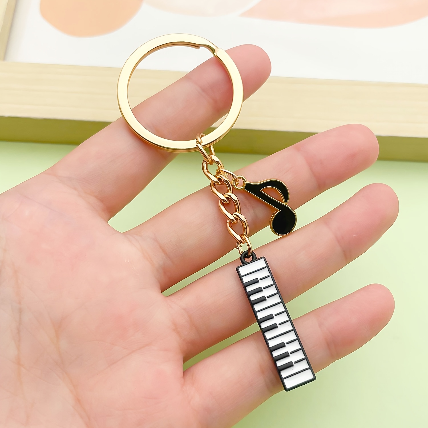 TEMU 1 Colgante de esmalte con de de piano, llavero, mochila, anillo de llavero lindo, regalo para