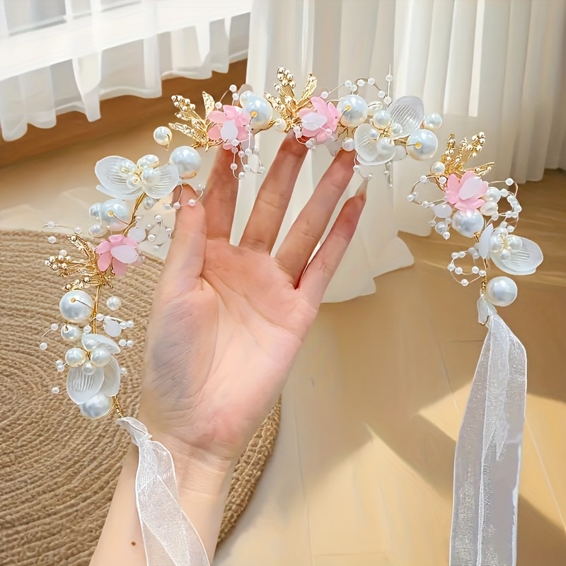   flower headband for women elegant handmade floral hair accessory bridal bridesmaid wedding headpiece luxury   hair hoop