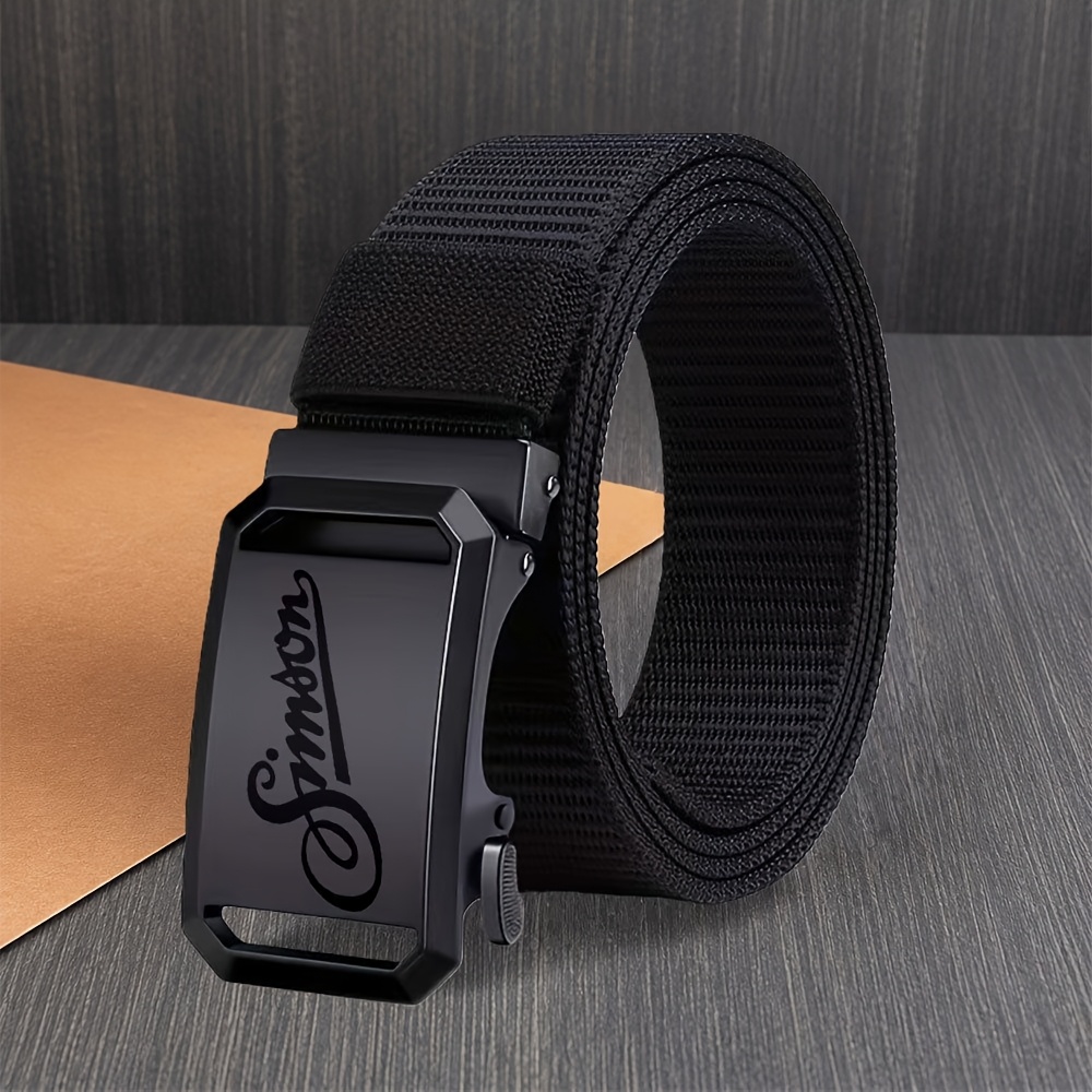 TEMU 1pc Men' Belt With Automatic Buckling System - Belt Suitable For Sports, Golf, Business & Daily Wear, Automatic Closure For Parties, Gatherings,