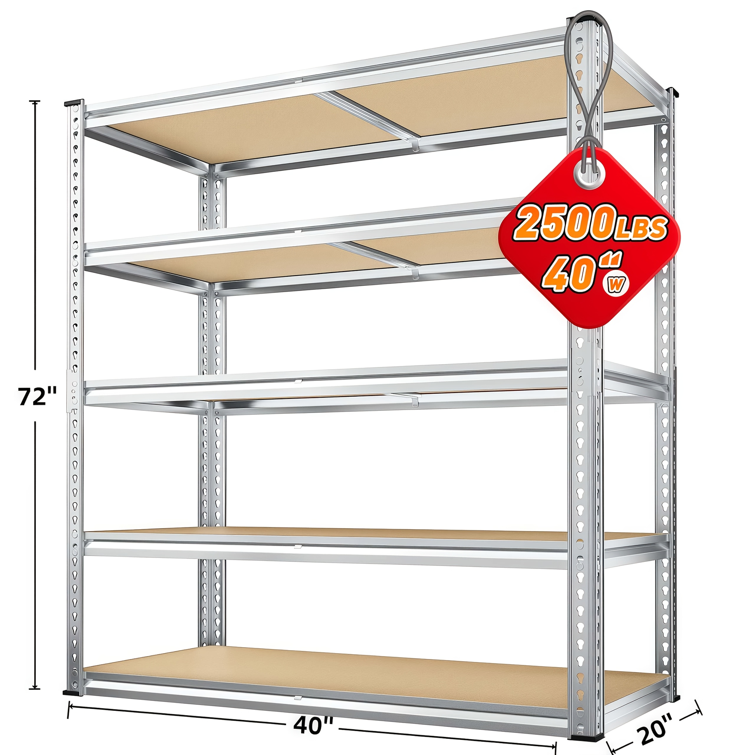 TEMU Reibii 3000lbs Garage Shelving Storage Shelves Heavy Duty Shelving, 4/5 Tiers Metal Shelves For Garage Shelves Adjustable Shelving Units And