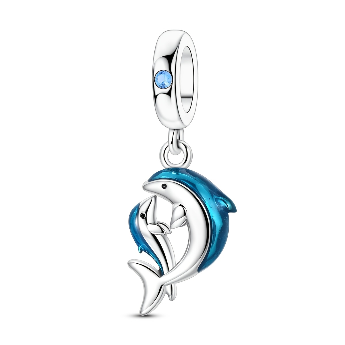 TEMU 1pc Classic And Unique Rhodium-plated Cubic Charm Women's Fashion Jewelry Diy Bead And Pendant Everyday And Party Wear Gifts Animals And Plants