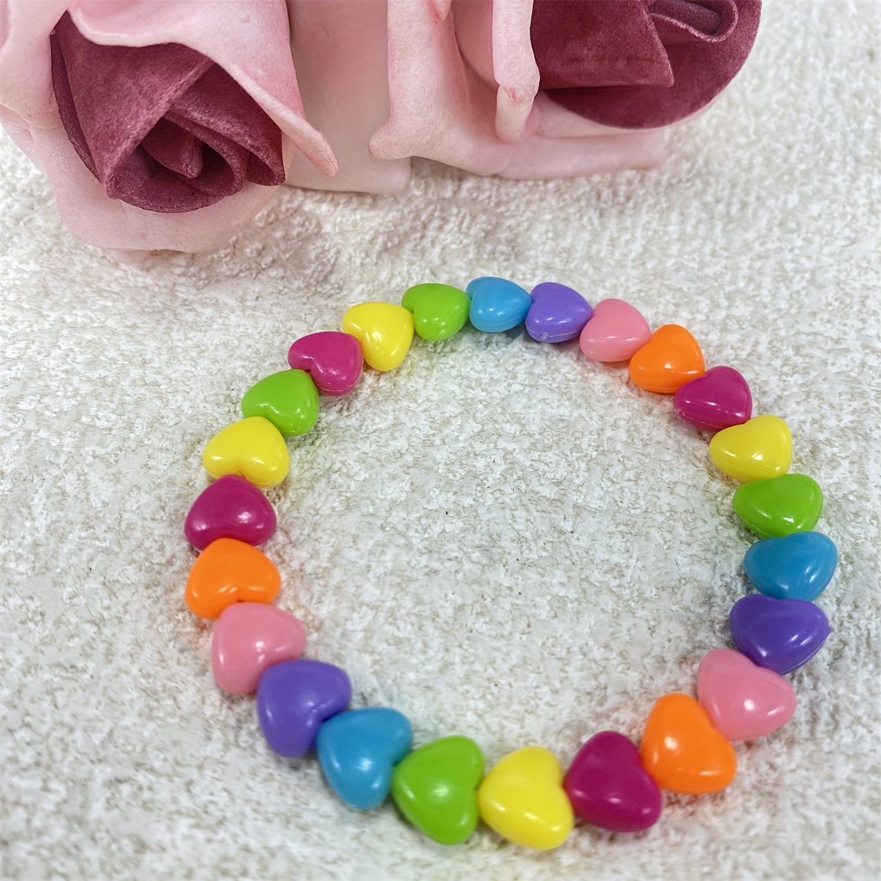 Colorful Dopamine Heart Bracelet for Casual Attire