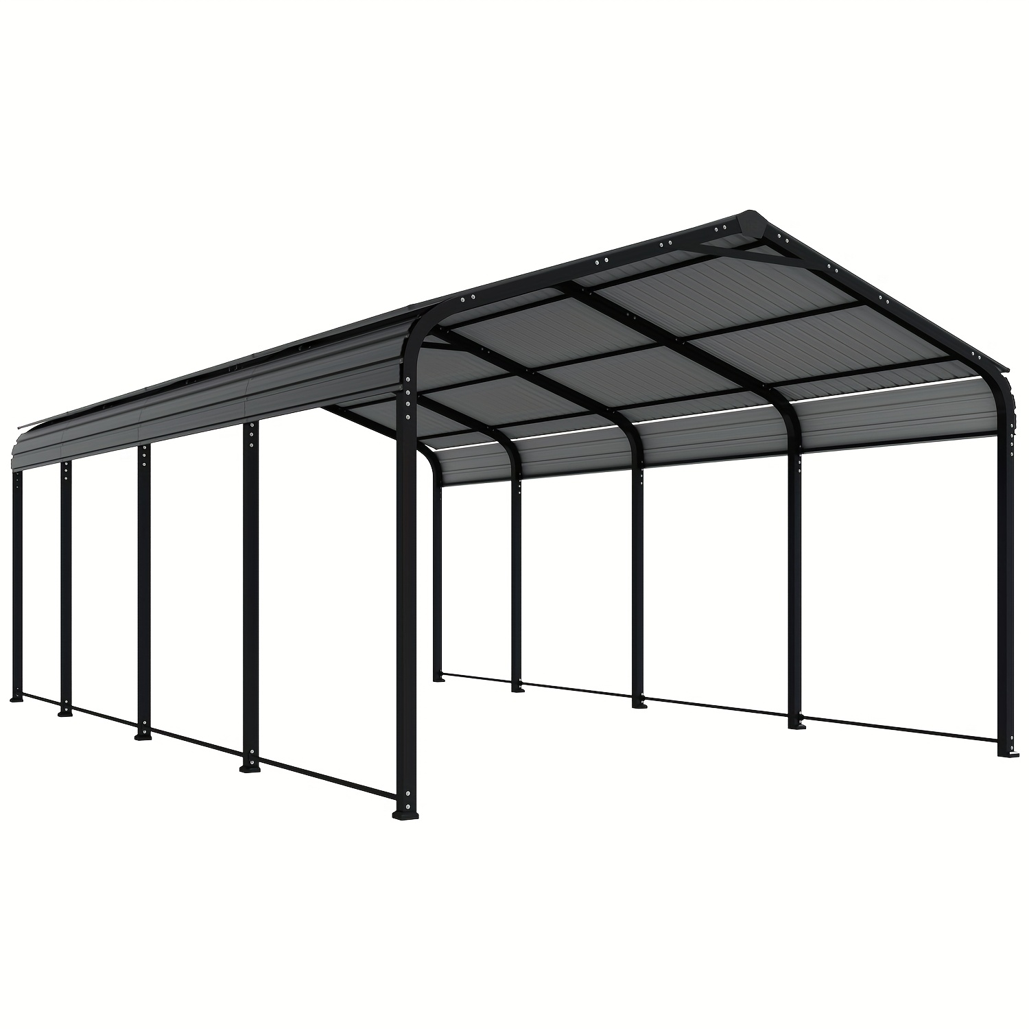 [Black Hardtop Carport] Weather-Resistant 12x20ft Black Hardtop Carport, Steel Frame Outdoor Shelter With UV Protection, Ideal For Driveways And Backyards