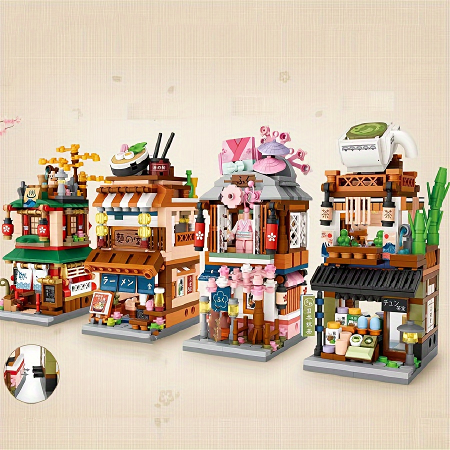 Mini blocs de construction pour maison unifamiliale japonaise Street View,  kits de construction de villa individuelle japonaise, ensemble de modèles