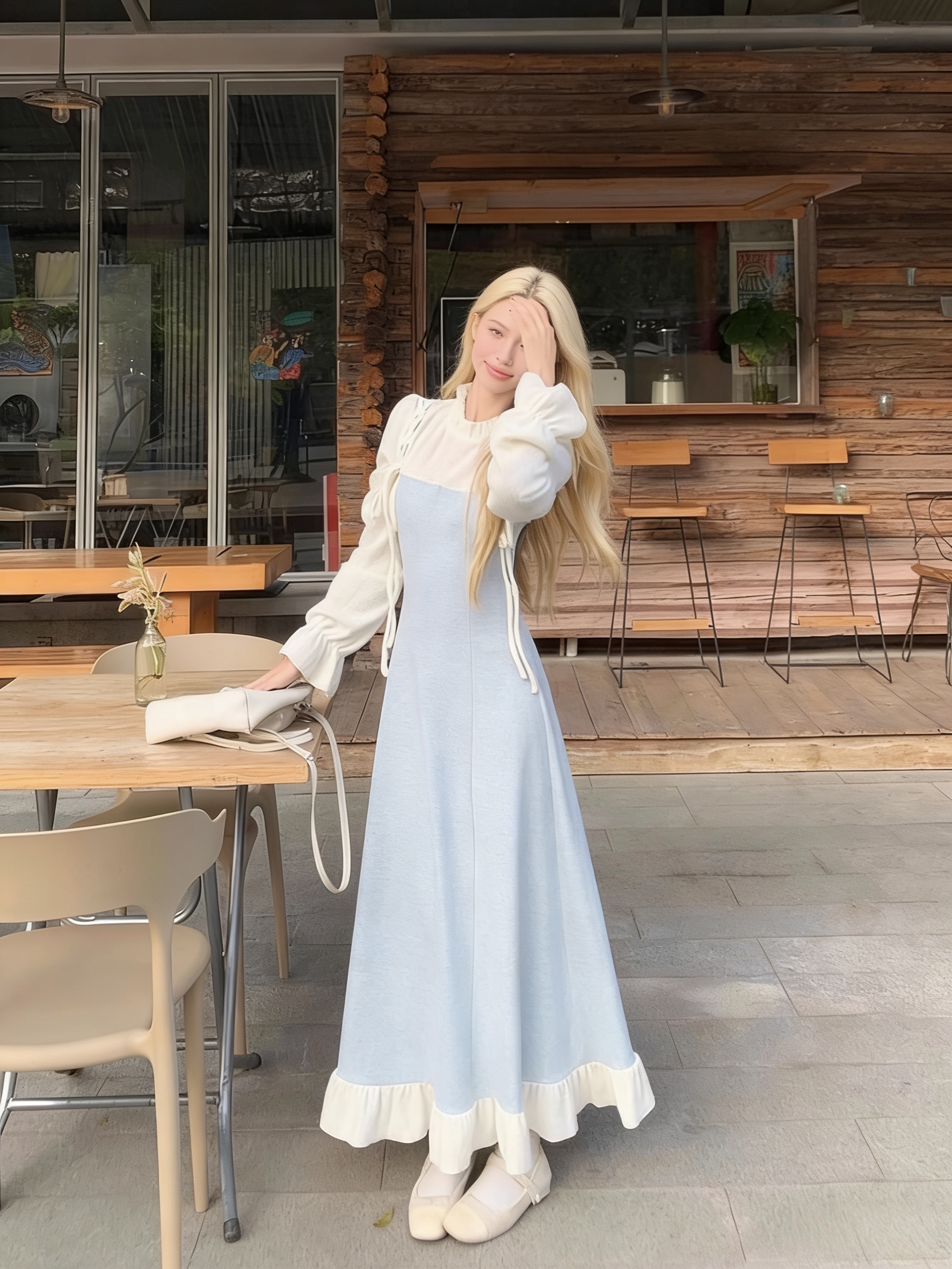 princess polly baby blue dress Aesthetic Soft Girl French Mini Dress main image 0