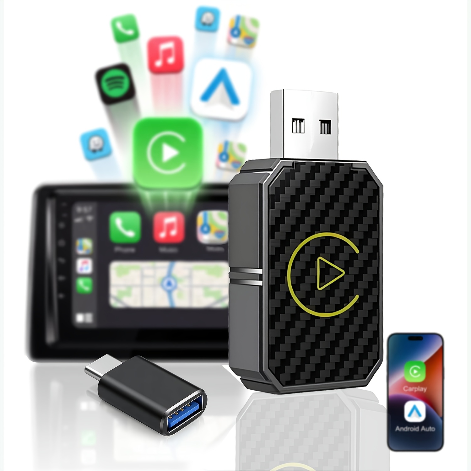 Adaptador Carplay Inalámbrico UK para iPhone, Dongle Carplay Inalámbrico, Convierte Car...