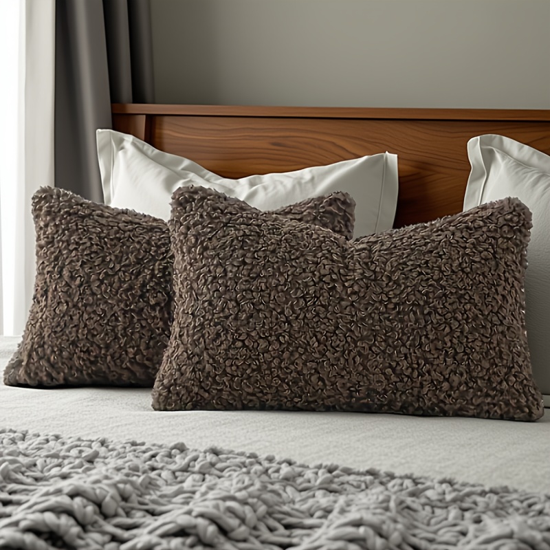 TEMU 2pcs Bohemian Style, Cashmere Pillowcase - Soft And Lightweight Decorative Cushion Cover - With Zipper, Machine Wash Solid , Suitable For Sofa,