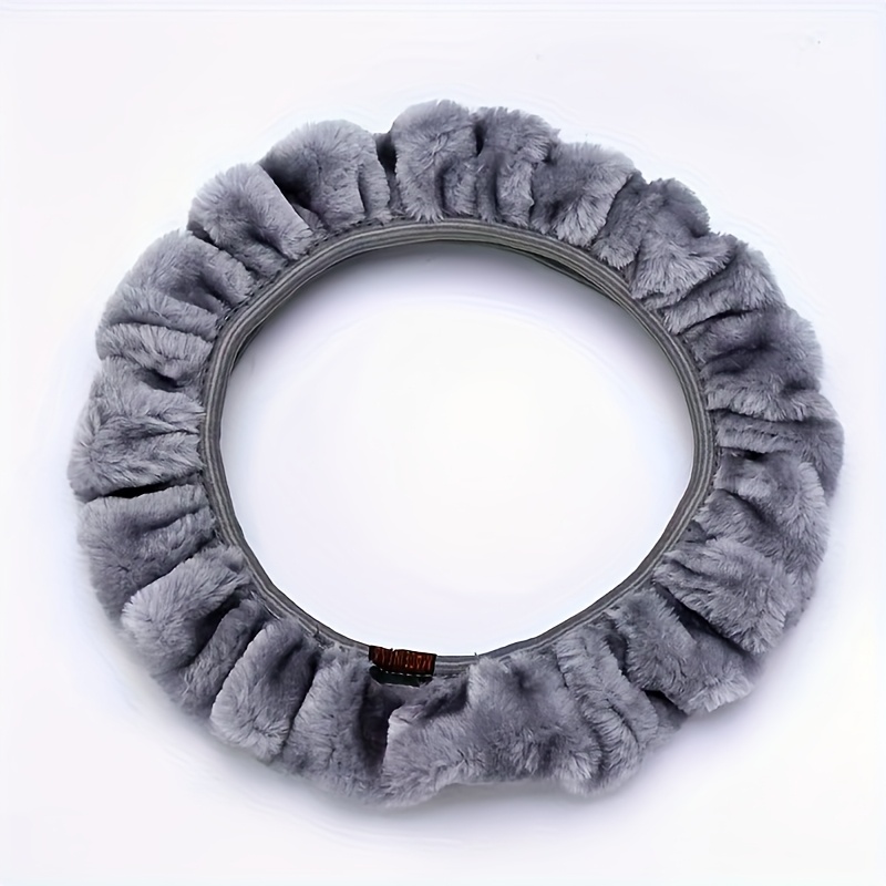 TEMU Winter Car Plush Steering Wheel Cover, Unisex Short Plush Velvet Winter Warm Steering Wheel Cover