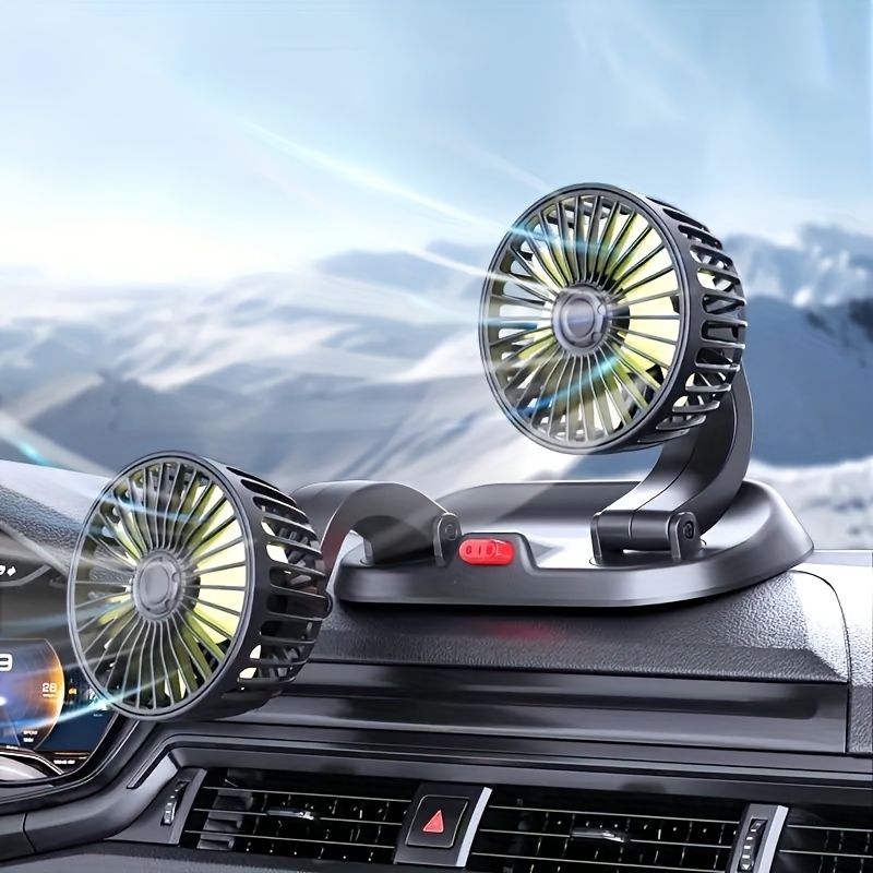 versatile dual head car fan with 360 rotation usb cigarette lighter powered ideal for cars trucks desk use   for vehicle details 2