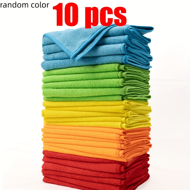 20/10pcs, Microfiber Cleaning Towels, Reusable Cleaning Cloths - Absorbent, Durable And Quick-drying, Suitable For Kitchen, Yard And Commercial Cleaning, Washable, Gift For , Random Color