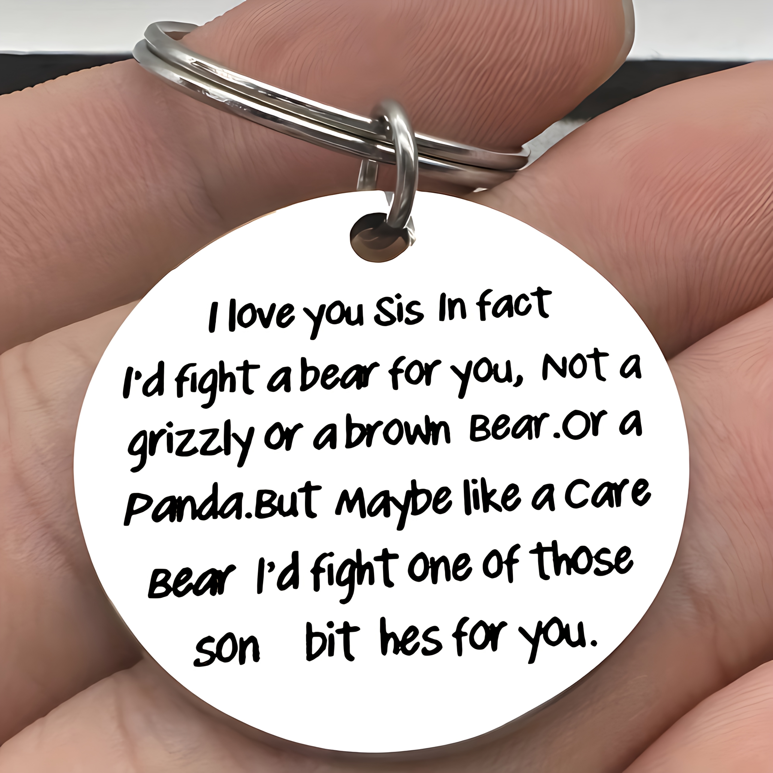 

2pcs Funny Keychain Gift For Sister, I Will Fight You Bear Sister Keychain, Birthday Christmas Wedding Gift