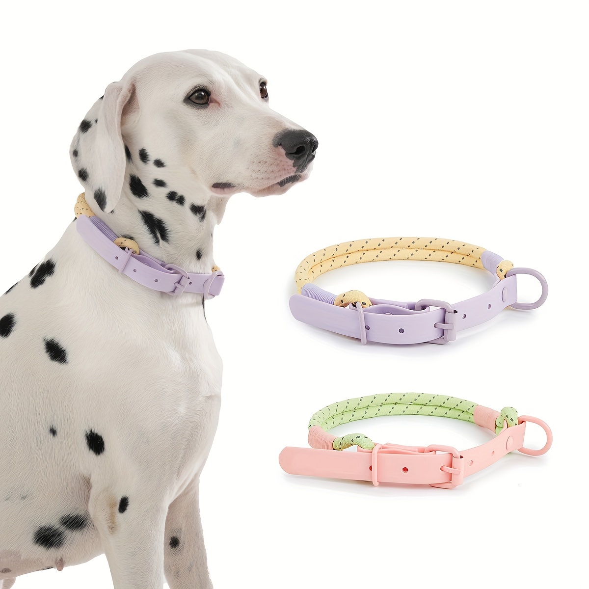 Reflective PVC Round Rope Dog Collar with Traction Hook