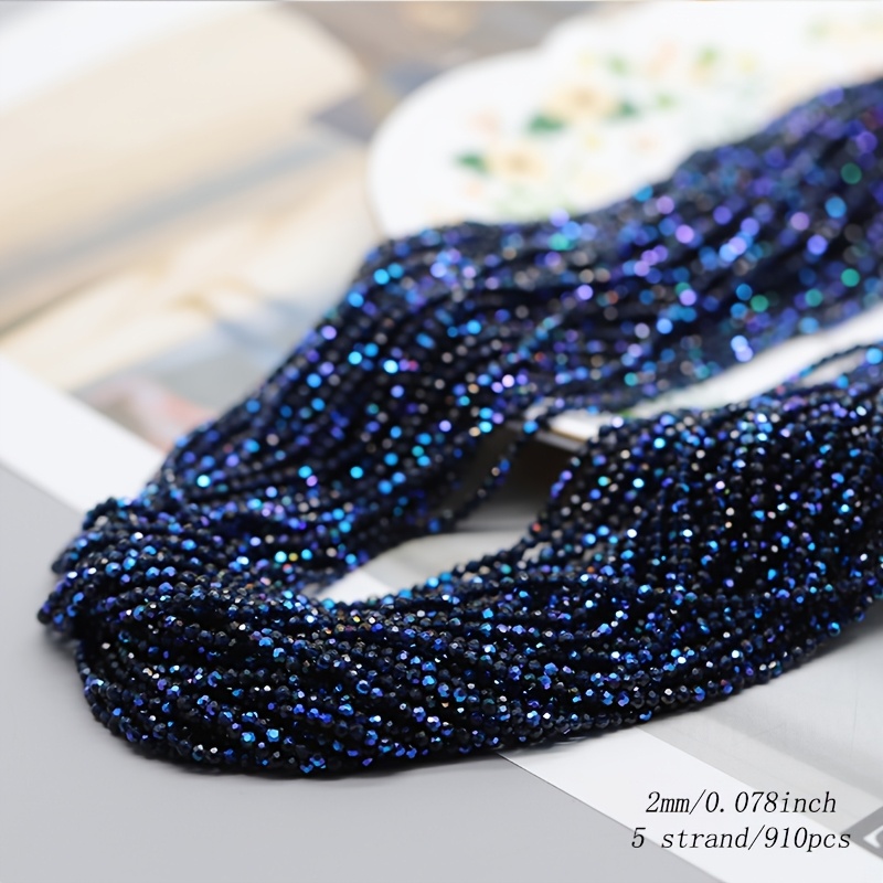 TEMU 2 mm 5-fädige 910-teilige Glasperlen, kleine facettierte Glas-Anhänger-Abstandshalter-Perlen für Schmuckherstellung, DIY-Halskette, Armband