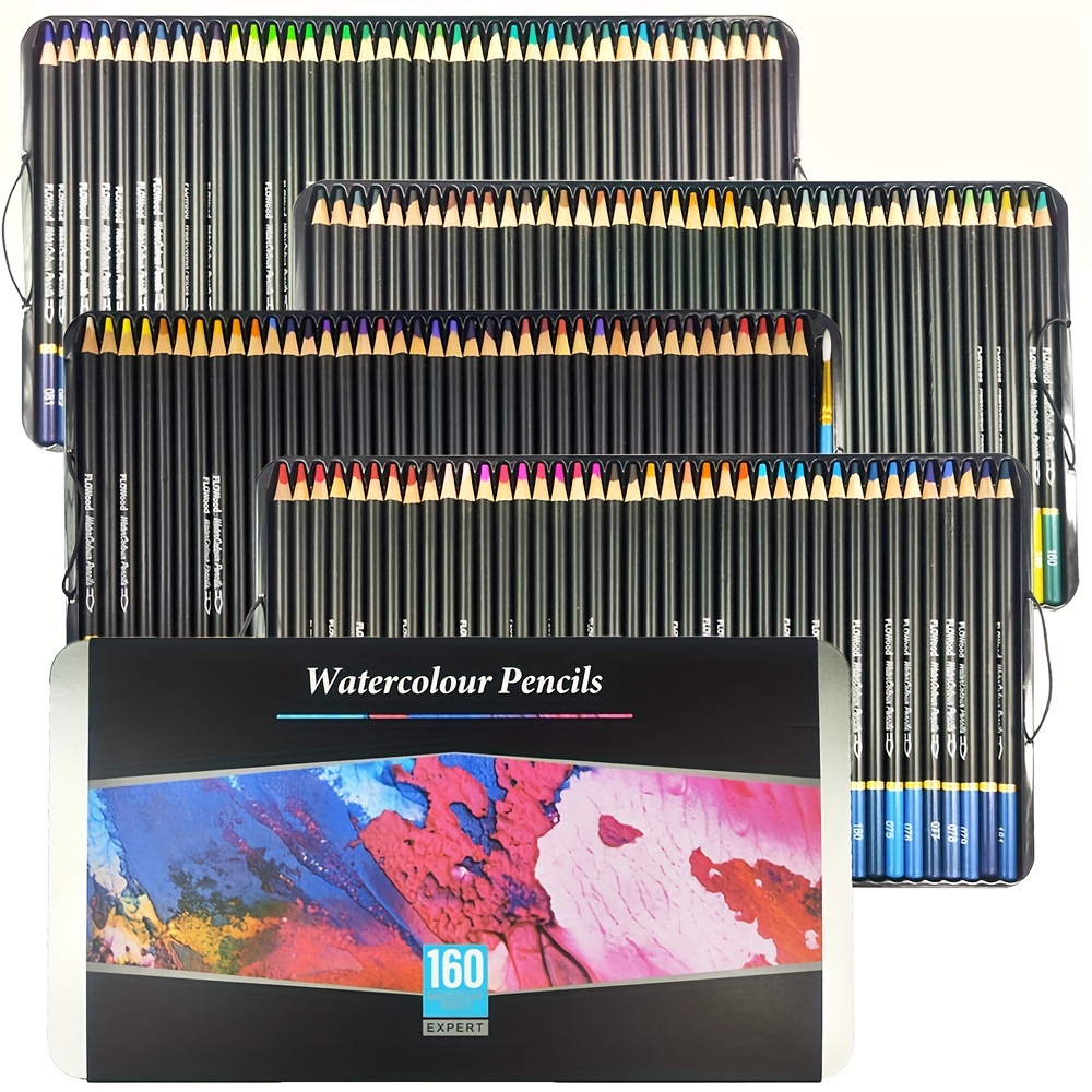

160 Watercolor Pencils Set, Professional Colored Pencils - Vibrant Colors For Coloring Books, Shading, Sketching, Blending And Layering Books