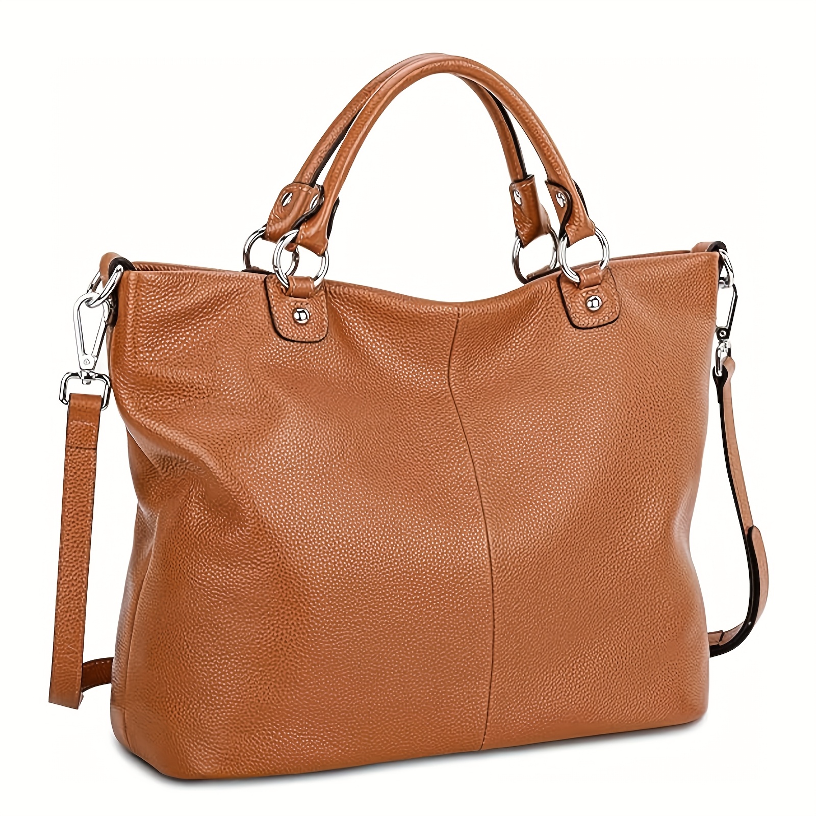 Kattee Women's Leather Tote Bucket Bag – Soft Cowhide, 2 Straps (Shoulder & Crossbody), Magnetic Closure