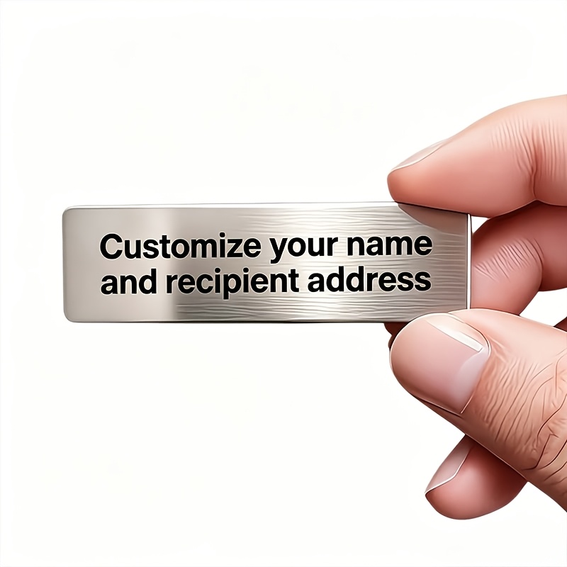 Image of 1pc Personalized Stainless Steel Mailbox Sticker, Supports Custom Name Phone Address Plate, Made Of Metal Durable And Non-fading Material, Strong Adhesive Easily Sticks To Any Surface