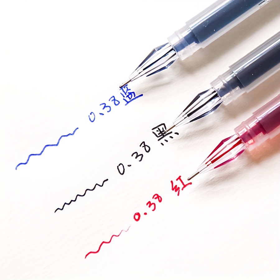 

instant Dry" 3-piece Diamond Tip Gel Pens, Fine 0.38mm, Quick-dry Ink In Black/blue/red - Ideal For Exams & Office Use