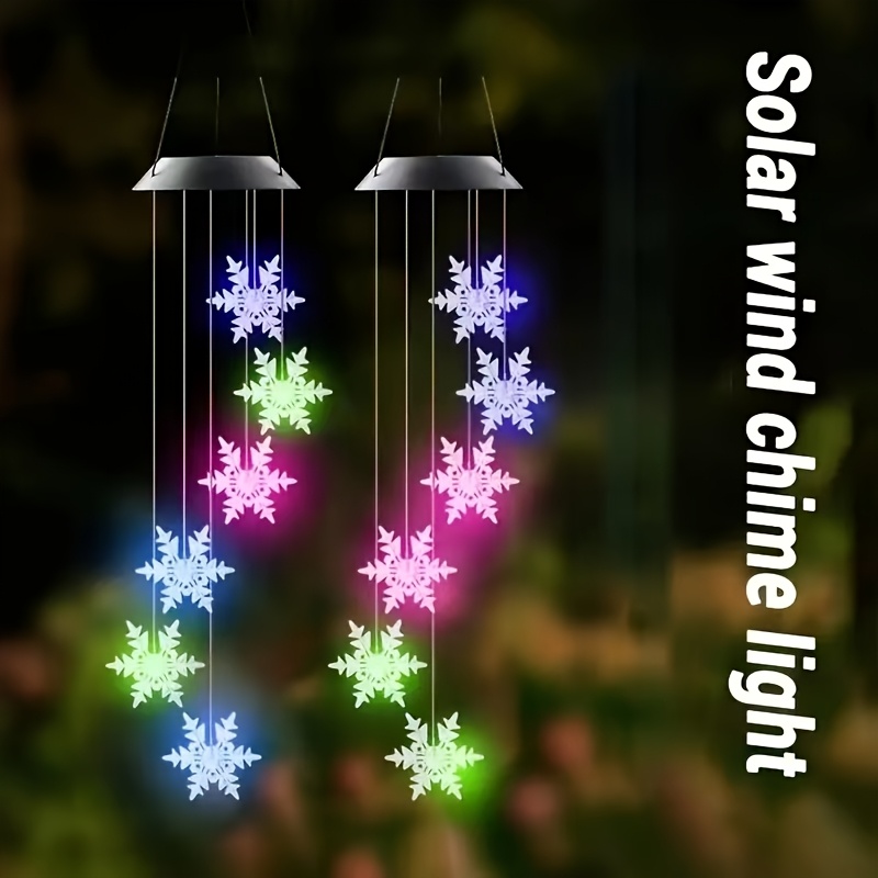 TEMU Outdoor Solar Snowflake Lights, Holiday Lights, Commemorative Wind Chime Lights, Color Changing Solar Lights, Garden Outdoor Decorative Lights,