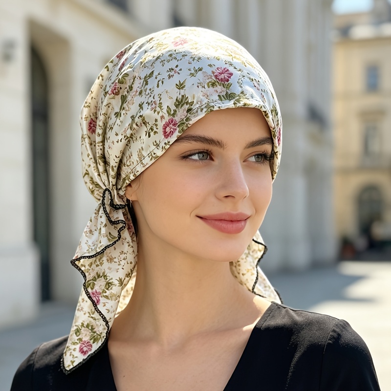 TEMU Polyester Chemo Headscarf Hat, Elastic And Non-restrictive Headband With Ribbons, Women's Sleeping Anti-hair- Headwrap