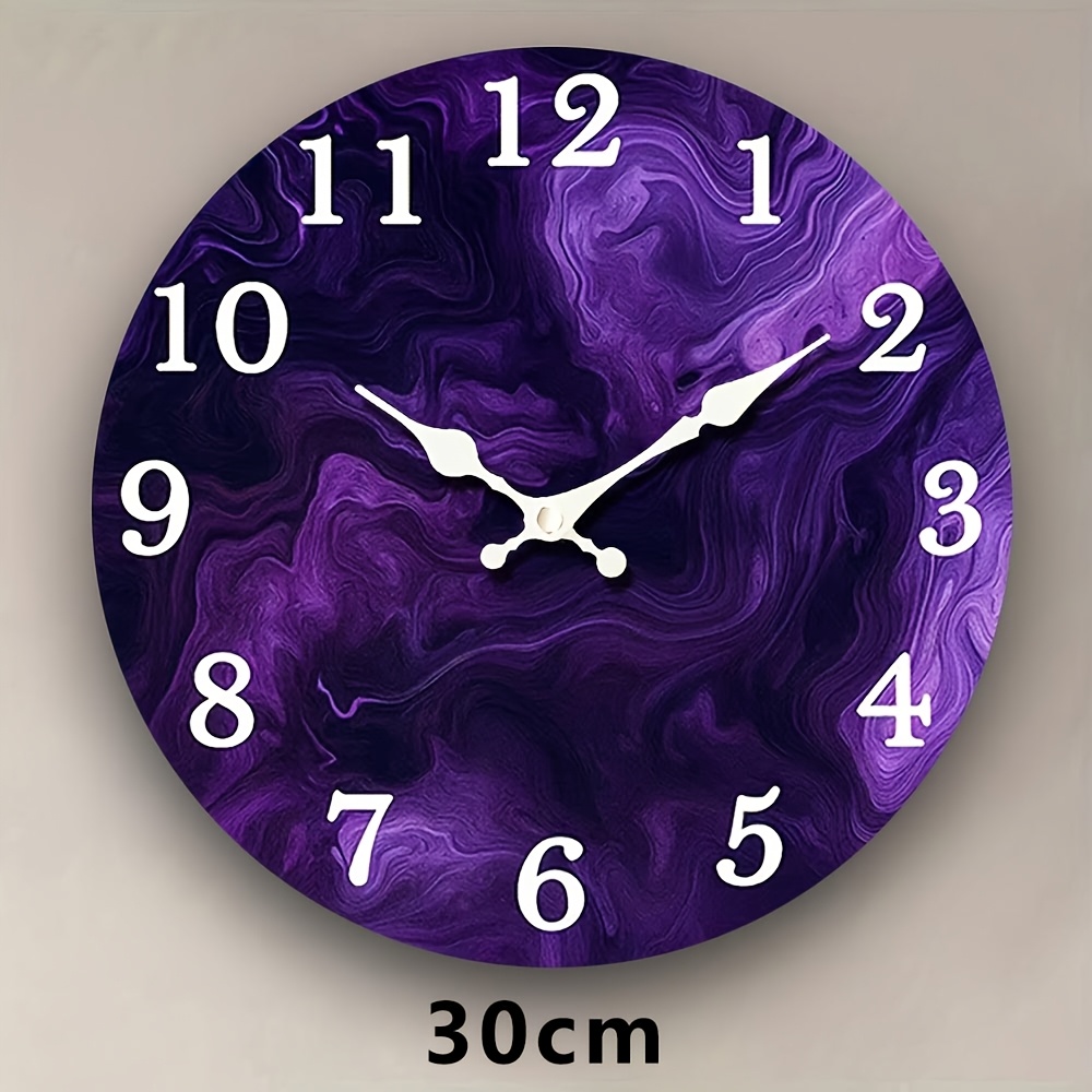 TEMU 1 Round Wall Clock, Purple Style Clock, Brightens Up With Color, Silent Non-ticking, Suitable For Home Holiday Decoration And Gift-giving