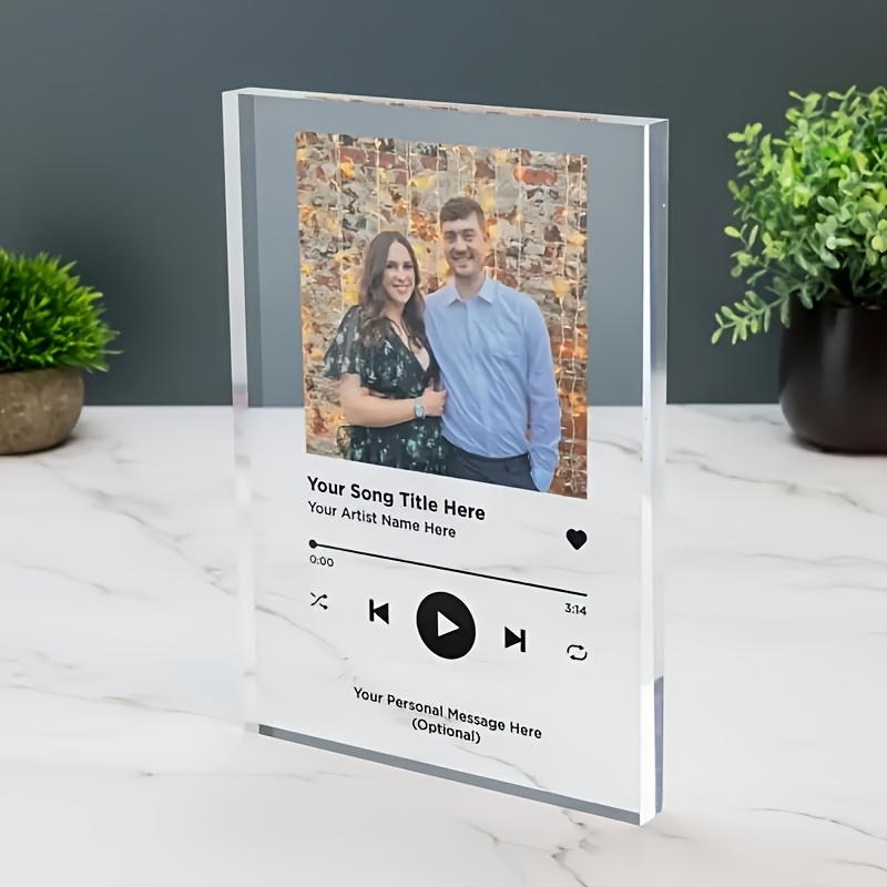 TEMU 2d Flat, Personalized Acrylic Photo Plaque - Custom Song Album And Music Display, Bedroom Decor, Ideal Gift For Family, , On Valentine's Day &