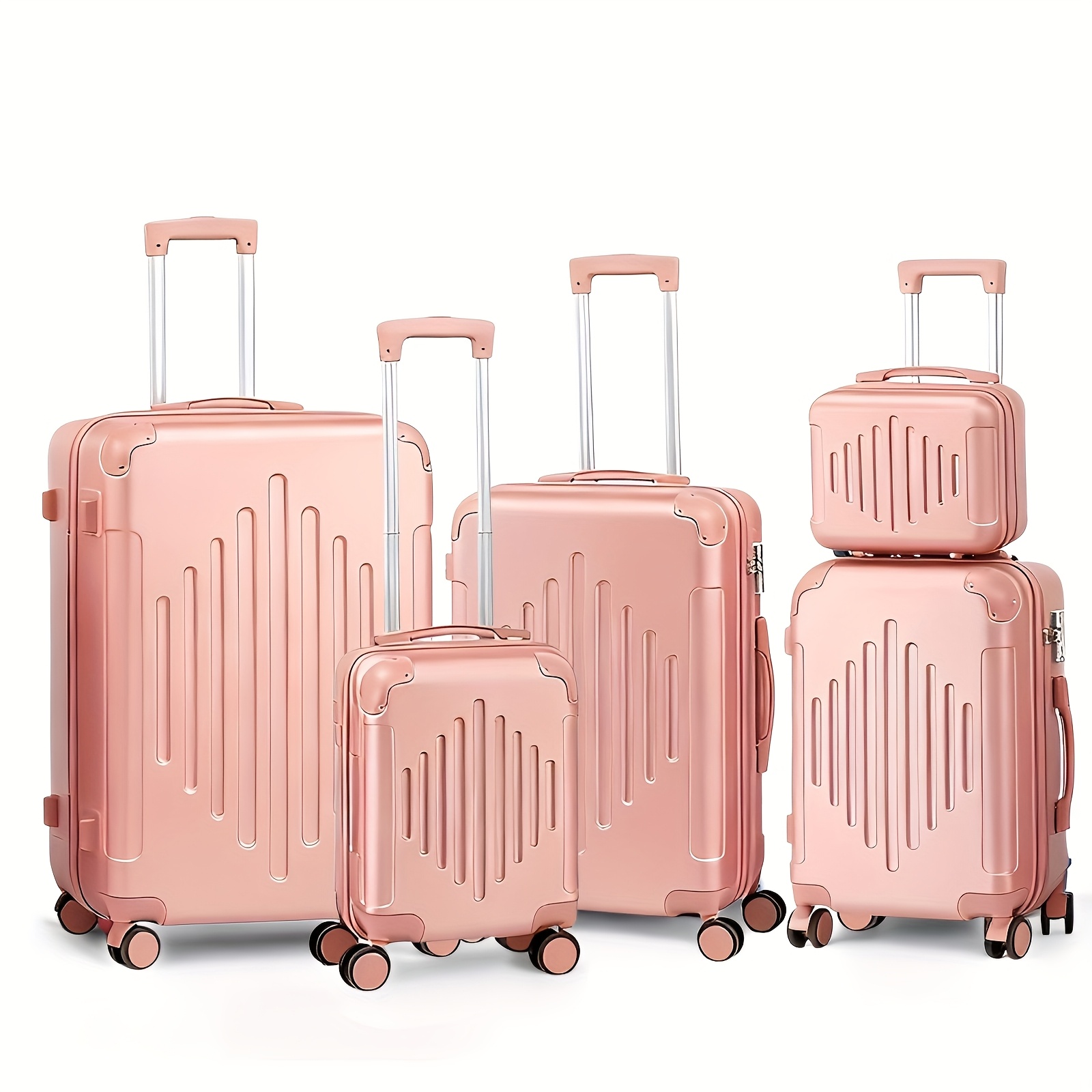 TEMU Ensemble Valise 5 en 1, Set de Valises de Voyage avec Trousse de Toilette, Valise Cabine Rigide à Roulettes, Ensemble Bagages avec Trousse de