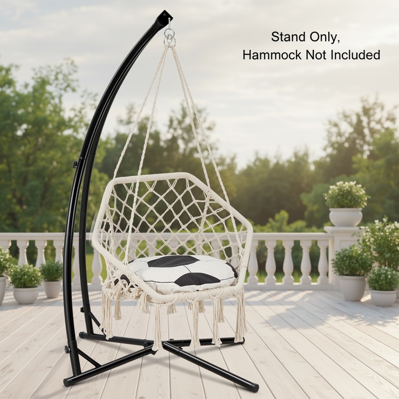 Image of Hammock Stand, Hammock Frame, Supports Up To 130kg, 210cm, With Ceiling Hooks, Freestanding Metal Frame, Rust-proof Powder Coating, For Indoor And Outdoor Use, Stand Only, Hammock Not Included