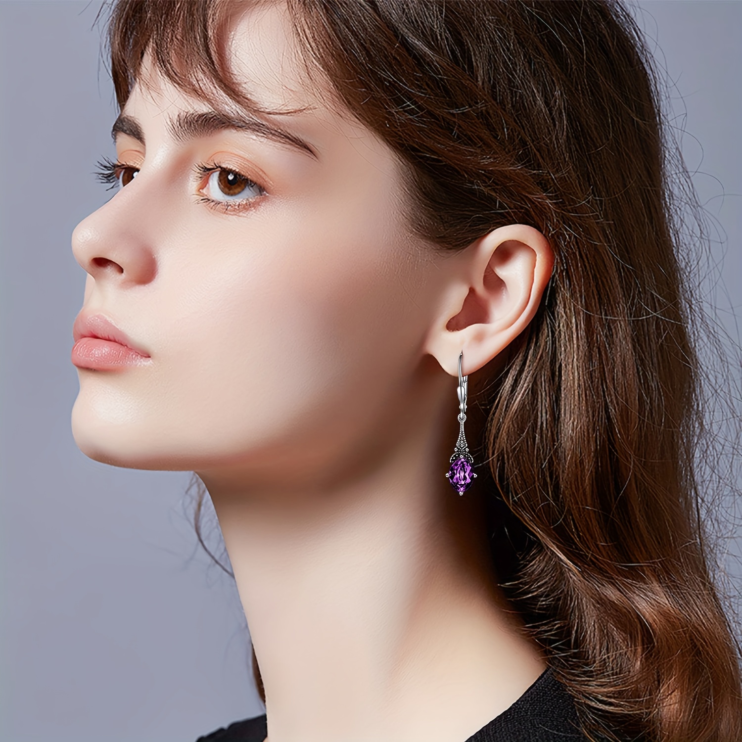   birthstone earrings 925 sterling silver vintage leverback retro drop earrings birthday jewelry gifts for women Product details 2