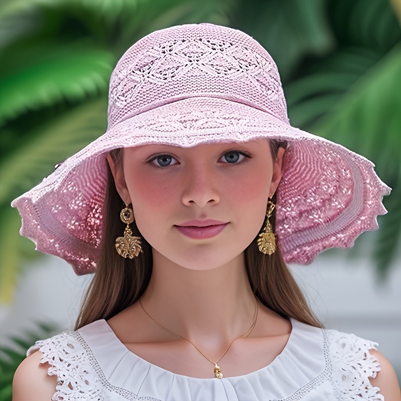 Chapeau Pliable Et Respirant Pour Femmes, Chapeau De Soleil Creux, Chapeau De Plage À Grands Bords 1