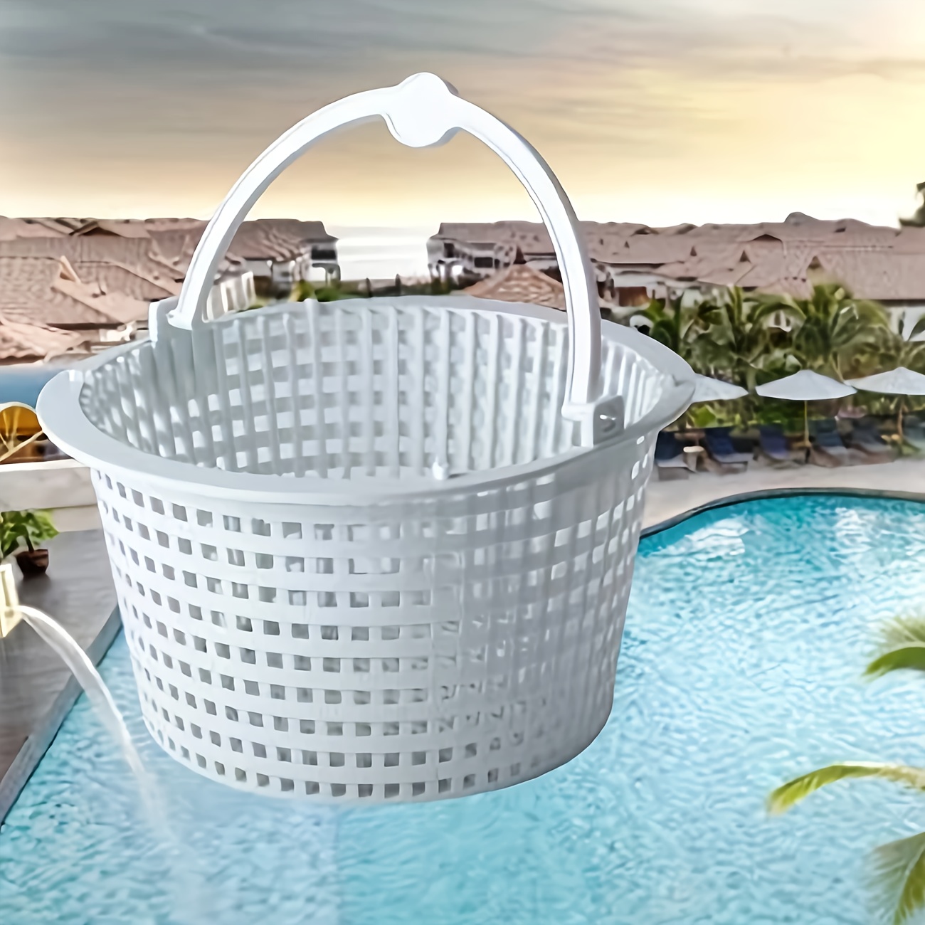 E-shop Robuster Weißer Ersatz-Skimmekorb mit Griff für Automatische Poolreiniger SP1091LX & SP1091WM - Ergonomisches Griffform-Design für Effiziente