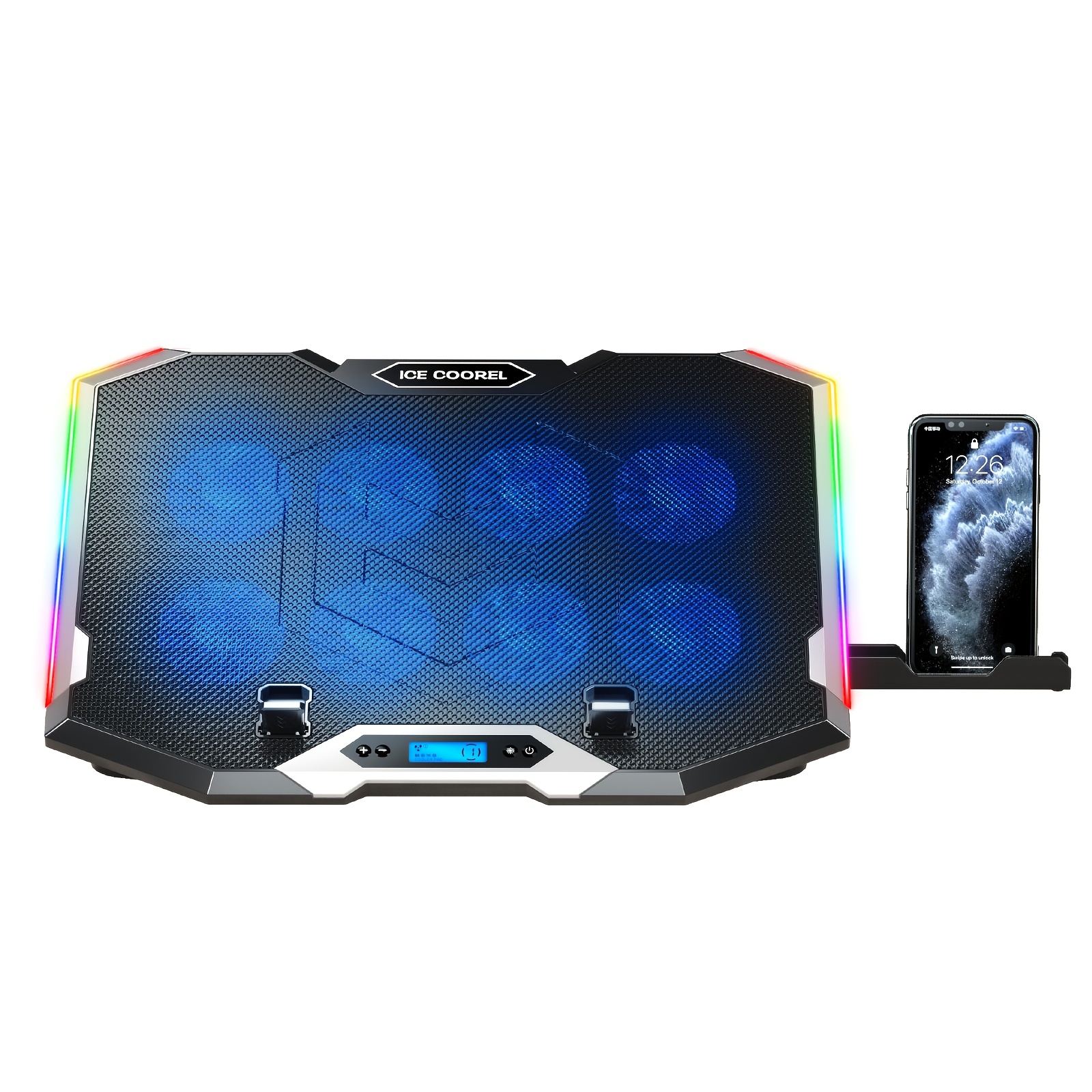 TEMU Ice Coorel Gaming Laptop Cooling Pad 15-17.3 Inch, Laptop Fan With 8 Rgb Cooling Fans, Laptop Cooling Stand With 6 Height Adjustable, Laptop